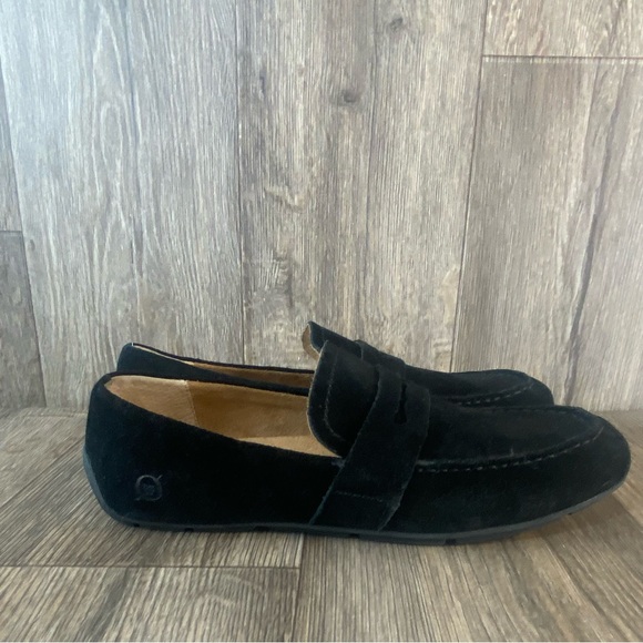 Born Melinda Loafers Women’s 6 Black Leather Suede Slip On Penny Comfy Casual - Picture 2 of 8